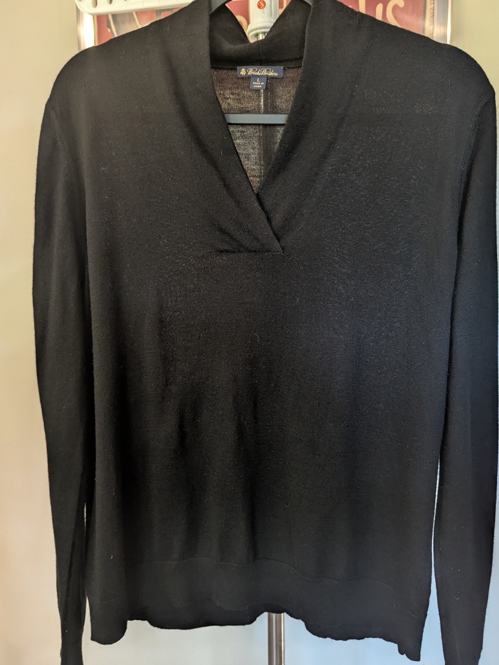 $30 Brooks Brothers Women's Large - Silk Cotton Blend V-Neck Sweater Black